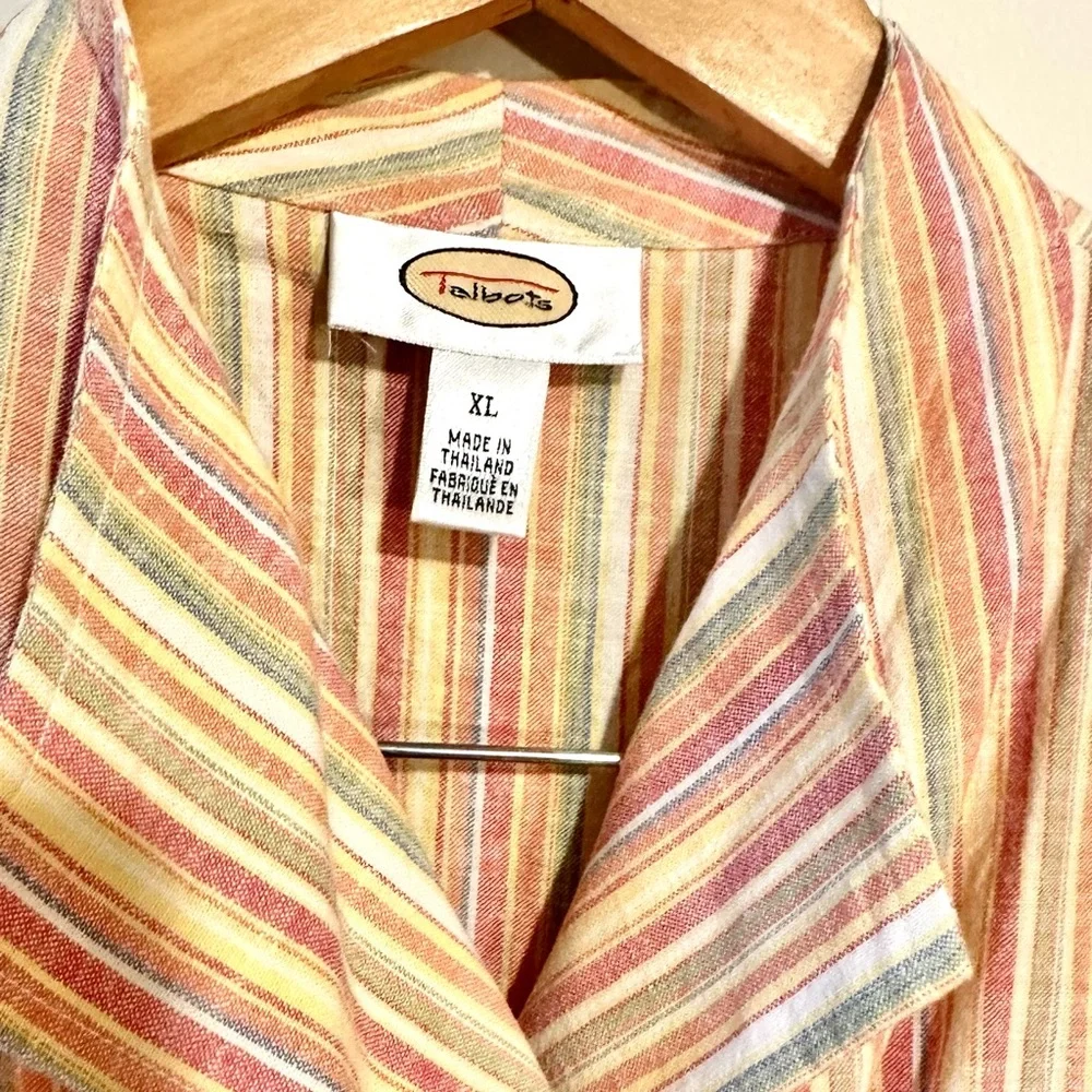 Talbots Linen/Cotton Blend Sleeveless Wrap Blouse- Sz XL - Picture 4 of 5